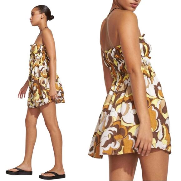 Faithful The Brand PALMIRA Mini Dress ONASSIS Retro Print NWT linen USA 6 - Picture 5 of 8